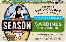 Load image into Gallery viewer, Season Skinless &amp; Boneless Sardines in Olive Oil
