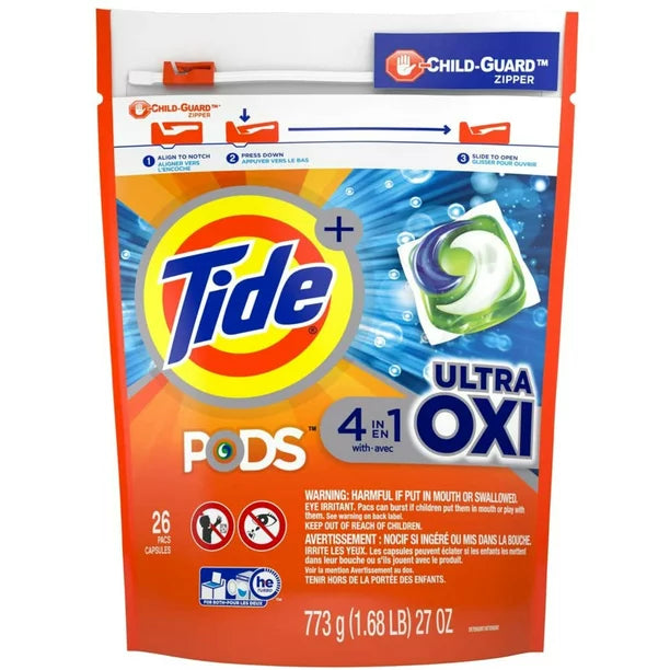 Tide PODS Ultra Oxi Liquid Detergent Pacs 1 Bag of 26